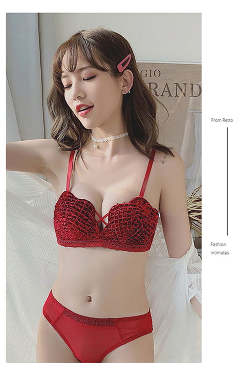南极人内衣女小胸无钢圈聚拢文胸套装调整型收副乳本命年结婚胸罩rs 福卡商城